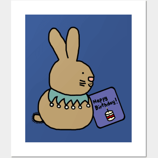 Cute Bunny Rabbit with Birthday Greetings Posters and Art